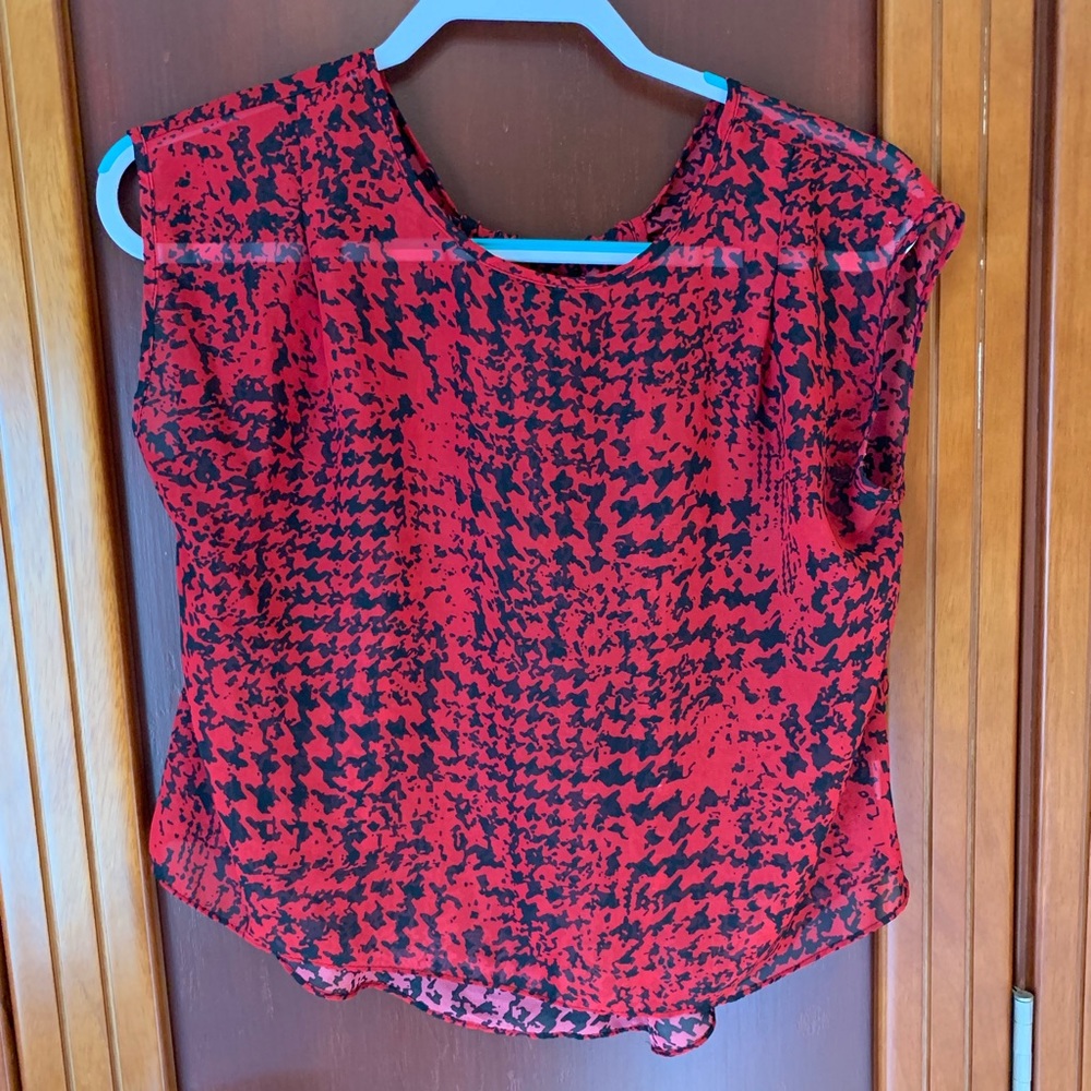 Aqua Red & Black Blouse